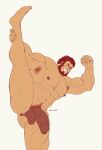  1boy abs absurdres anus armpit_hair bara beard chest completely_nude facial_hair fate/grand_order fate/zero fate_(series) feet_out_of_frame flaccid flexing foreskin highres huge_penis iskandar_(fate) male_focus male_pubic_hair meme muscle navel navel_hair ne0_navi nipples nude penis pose pubic_hair red_eyes red_hair short_hair solo split standing standing_on_one_leg standing_split thick_thighs thighs uncensored 