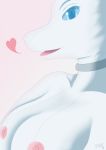  absurd_res anthro breasts commandg female hi_res legendary_pok&eacute;mon looking_at_viewer nintendo nipples pok&eacute;mon pok&eacute;mon_(species) reshiram simple_background smile solo video_games 