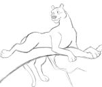  ambiguous_gender bagheera_(jungle_book) black_and_white branch felid feline feral foot_hanging_down hands_on_object lying mammal monochrome outside simple_background sketch solo thegreatmatsutzu white_background 
