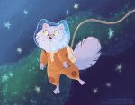  ambiguous_gender astronaut domestic_cat felid feline felis kikidoodle mammal solo space star 