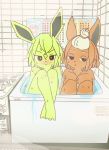  accessory anthro bathing bathtub blonde_hair blush bodily_fluids breasts duo eeveelution female flareon fur hair hair_accessory hairband half-closed_eyes hi_res japanese_text jolteon kemono legs_out mammal mikeyama multiplication nacklace narrowed_eyes nintendo nude orange_body orange_fur orange_hair partially_submerged pok&eacute;mon pok&eacute;mon_(species) pouting raised_leg sauna spread_toes steam sweat tan_hair text tile_wall toes video_games water wet yellow_body yellow_fur 