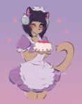  &lt;3 2020 absurd_res anthro apron bell blush brown_body bunnywhiskerz cake chimiko choker clothing domestic_cat dress felid feline felis female food hi_res holding_cake jewelry looking_at_viewer maid_uniform mammal necklace simple_background smile solo uniform 