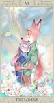  2016 3vp983oku anthro canid canine card clothed clothing disney duo flower fox fully_clothed hi_res hug judy_hopps lagomorph leporid mammal nick_wilde petals plant rabbit red_fox tarot_card zootopia 