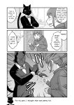  2019 anthro comic domestic_cat english_text felid feline felis haruka_(yuuki_ray) hi_res human kemono kikucho_(yuuki_ray) mammal monochrome text yuuki_ray 