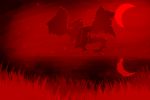  3:2 black_and_red bloodmoon dark demon dragon dream feral fog grass halloween hi_res holidays horn male monochrome moon nightmare scales silhar solo spikes water wings 