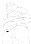  2020 anthro balls barontoko bdsm belly blindfold blush bondage bound erection genitals hi_res kemono male mammal navel nipples overweight overweight_anthro overweight_male penis rope simple_background sketch solo ursid white_background 