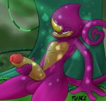  anthro balls big_penis blush espio_the_chameleon flamez genitals hi_res huge_penis male masturbation nude outside penis solo sonic_the_hedgehog_(series) 