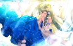  green_hair japanese_clothes kochiya_sanae long_hair miko sadao4a touhou water 