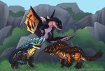  2020 anjanath barroth brute_wyvern capcom day detailed_background digital_media_(artwork) feral hi_res liolaeusarpg male monster_hunter outside sky soulsplosionarpg sschw video_games 