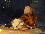  arcanine closed_mouth commentary_request fang full_body fur gen_1_pokemon guodon no_humans paws pokemon pokemon_(creature) solo top-down_bottom-up 