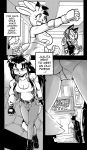  anthro breasts camel_toe canid canine cheetah cleavage cleavage_cutout clothed clothing comic cookie_(furryfight_chronicles) daigaijin english_text felid feline female fox fur furryfight_chronicles group hair hi_res kalita_(furryfight_chronicles) lagomorph leporid mammal monochrome muko nyarai_(furryfight_chronicles) rabbit rodent sciurid shirt tank_top text topwear tree_squirrel 