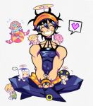  1girl 6+boys aerosmith_(stand) black_hair blush bruno_buccellati closed_eyes crossed_legs denaseey giorno_giovanna guido_mista hair_between_eyes halo heart highres jojo_no_kimyou_na_bouken leone_abbacchio miniboy minigirl multiple_boys narancia_ghirga no_mouth no_nose open_mouth pannacotta_fugo short_hair sitting smile speech_bubble trish_una vento_aureo 