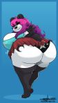  absurd_res anthro big_breasts big_butt black_body black_fur bottomwear breasts butt cleavage clothed clothing female fur gesture giant_panda gradient_hair hair hi_res huge_breasts huge_butt long_hair looking_at_viewer looking_back mammal multicolored_body multicolored_fur panties pink_hair purple_eyes purple_hair short_stack skirt solo thehoneybutter thick_thighs two_tone_body two_tone_fur underwear upskirt ursid waving waving_at_viewer white_body white_fur 