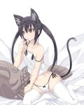  2011 4:5 animal_humanoid black_hair breasts cat_humanoid clothing felid felid_humanoid feline feline_humanoid female hair humanoid legwear mammal mammal_humanoid pigtails satomi simple_background solo stockings tongue tongue_out underwear wide_hips 