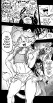  anthro breasts canid canine canis cleavage clothed clothing comic daigaijin dialogue domestic_dog english_text felid female fox fur furryfight_chronicles gantus_(furryfight_chronicles) group hair hi_res kalita_(furryfight_chronicles) leyline_(furryfight_chronicles) lion male mammal midriff molosser monochrome navel pantherine profanity pug small_molosser tail_tuft text toy_dog tuft 