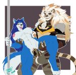  anthro anthro_on_anthro balls blue_body blue_fur blue_hair bodily_fluids breasts brown_body brown_fur canid canine canis claws clothed clothing cum cum_in_pussy cum_inside duo fangs felid female female_penetrated fluffy fluffy_tail fur genital_fluids genitals hair hopey interspecies lion looking_pleasured male male/female male_penetrating male_penetrating_female mammal multicolored_body multicolored_fur muscular muscular_anthro muscular_female muscular_male nipples open_mouth open_smile orange_eyes orgasm orgasm_face pantherine partially_clothed penetration penis pole pussy sex simple_background smile tattoorexy teeth tongue tongue_out two_tone_body two_tone_fur vaginal vaginal_penetration vein veiny_penis white_body white_fur wolf 