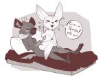  2020 aggressive_retsuko ambiguous_penetration anthro anthro_on_anthro anthro_penetrated anthro_penetrating anthro_penetrating_anthro bed breasts canid canine dialogue duo english_text female female_on_top female_penetrated fennec fenneko fox furniture greyscale haida hyaenid interspecies junyois male male/female male_on_bottom male_penetrating male_penetrating_female mammal monochrome nipples nude on_bed on_bottom on_top penetration penile penile_penetration power_bottom reclining reverse_cowgirl_position sanrio sex spotted_hyena text 