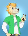  anthro belt canid canine canis clothed clothing ear_piercing fully_clothed fur hi_res inner_ear_fluff male mammal multicolored_body multicolored_fur piercing portrait solo tuft under_shirt wolf 