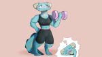  2020 absurd_res anthro blue_body clothed clothing eyes_closed female full-length_portrait fully_clothed hi_res horn kobold midriff portrait simple_background sleeping solo standing zhan 