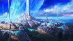  blue_sky boat city cloud crystal final_fantasy final_fantasy_xvi highres official_art scenery sky square_enix takahashi_kazuya tower water watercraft 