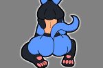  ambiguous_gender anthro bent_legs big_butt butt hi_res humanoid kneeling lucario nintendo on_ground pawpads pok&eacute;mon pok&eacute;mon_(species) simple_background solo thick_thighs traashmann video_games 