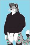  anthro black_clothing black_hoodie black_topwear briefs bulge clothing drawyourfursona felid frosty_flakes hi_res hoodie hoodie/briefs_meme male mammal meme meme_clothing pantherine simple_background snow_leopard solo standing topwear underwear white_clothing white_underwear 