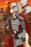  2:3 anthro armor axe castle equid equine guard hi_res horse jenery knight male mammal medieval medieval_armor melee_weapon solo warrior weapon 