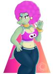  afro alpha_channel anthro breasts cleavage clothed clothing colored crescent-blue-zero donkey_kong_(series) ear_piercing ear_ring female hi_res kalypso kremling nintendo piercing scalie solo video_games 