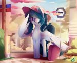  2020 absurd_res clothing cloud cutie_mark delta_vee detailed_background digital_media_(artwork) english_text equid equine eyewear fan_character female feral glasses hasbro hat headgear headwear hi_res mammal my_little_pony nevobaster outside pegasus smile solo text wings 