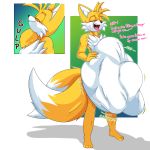  abdominal_bulge absurd_res ahegao anthro belly big_belly bodily_fluids canid canine dialogue duo english_text fan_character fox foxynoms fur hi_res hyper hyper_belly looking_pleasured male male/male male_pred mammal miles_prower nude oral_vore orange_body orange_fur same_size_vore sonic_the_hedgehog_(series) swallowing sweat text tongue tongue_out vore white_belly 