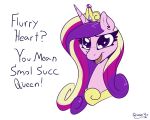  5:4 crown dialogue english_text equid equine female friendship_is_magic hair hasbro hi_res horn jewelry mammal multicolored_hair my_little_pony necklace portrait princess_cadance_(mlp) purple_eyes purple_hair simple_background skoon solo text the_truth tiara unicorn white_background 