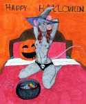  absurd_res anthro bedroom candy clothing dreadwolfclaw1990 female flirting food halloween hi_res holidays mammal mouse murid murine panties rodent shiloh_fawkes solo topless_female underwear 