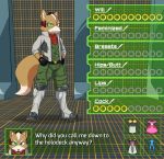  anthro canid canine clothed clothing dialogue_box feminization fox fox_mccloud glazed_(artist) holodeck looking_at_viewer male mammal nintendo solo star_fox transformation video_games 
