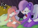  &lt;3 &lt;3_eyes babs_bunny bed breasts erect_nipples female female/female fifi_la_fume furniture hand_holding kissing lagomorph leporid looney_tunes mammal mephitid nipples nude rabbit skunk tiny_toon_adventures vaginal_wetness warner_brothers xoti_(artist) 