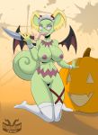  breasts clothing costume devil_nurse digital_media_(artwork) fan_character female food fruit genitals halloween hi_res holidays jack-o&#039;-lantern nipples nude plant pumpkin pussy stogiegoatarts tongue tongue_out 