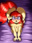  2020 all_fours anthro anthrofied breasts butt earth_pony equid equine eyewear female freckles friendship_is_magic glasses hair hasbro hi_res horse long_hair looking_at_viewer mammal my_little_pony nude open_mouth pony red_hair solo suirano twist_(mlp) 