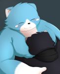  2020 anthro black_nose blue_body blue_fur blush duo eyes_closed fur head_tuft hi_res hug inner_ear_fluff kemono male mammal moosh nintendo oracle_of_ages oracle_of_seasons overweight overweight_male the_legend_of_zelda trail_arnak tuft ursid video_games white_body white_fur 