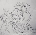  anonymous_artist anthro bottomwear boxers_(clothing) chance_furlong clothed clothing domestic_cat duo eyebrows felid feline felis french_kissing hand_on_butt hands_in_underwear hanna-barbera hat headgear headwear jack_(captain_nikko) kissing male male/male mammal pants sketch sketch_page swat_kats tabby_cat tabbycat thick_eyebrows tongue topless topless_male underwear 