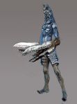 blue_skin full_body grey_background kaijuu nakakita_kouji no_humans standing ultra_series ultraman_(1st_series) weapon 