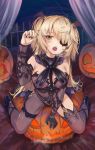  artist_revision cameltoe eyepatch fischl_(genshin_impact) fishnets garter genshin_impact halloween leotard stockings thighhighs torieto wings 