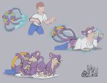  buckteeth feral green_eyes grey_background group hivemind human human_to_feral male mammal mitosis multi_body multi_eye multi_limb multi_self multi_tail nintendo pok&eacute;mon pok&eacute;mon_(species) posexe purple_body rattata rodent sequence simple_background solo species_transformation splitting surprise teeth transformation video_games 
