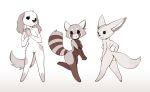  2020 aggressive_retsuko ailurid anthro biped breasts butt canid canine canis domestic_dog female fennec fenneko fluffy fluffy_tail fox fur genitals group inui_(aggressive_retsuko) junyois looking_at_viewer mammal nude pussy red_panda retsuko sanrio simple_background smile standing 