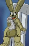  absurd_res animatronic anthro balls barefoot big_balls big_penis chair five_nights_at_freddy&#039;s five_nights_at_freddy&#039;s_4 furniture genitals green_body grey_penis hi_res humanoid_genitalia humanoid_penis lagomorph leporid long_ears machine male mammal masturbation metal_penis open_mouth penis plushie plushtrap_(fnaf) plushtrapboyuwu rabbit robot sharp_teeth simple_background sitting smile solo teeth tongue video_games 