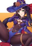  eol_9 garter genshin_impact leotard mona_(genshin_impact) pantyhose witch 