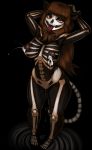  2020 ankama anthro bodily_fluids bodypaint bone brown_hair color_edit colored dofus ecaflip edit felid female genital_fluids hair hands_behind_head hi_res lactating looking_at_viewer mammal miranda_(wakfu) monochrome nipples nude pussy_juice pussy_juice_drip pussy_juice_on_ground redout skeleton solo tongue tongue_out video_games wakfu 