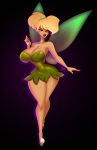  big_breasts black_background blonde_hair breasts cleavage clothed clothing curvaceous curvy_figure disney fairy female hair hi_res not_furry ooo-belise-ooo simple_background solo standing tight_clothing tinkerbell voluptuous wide_hips 