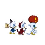  anatid anseriform anthro avian bird bottomless broom clothed clothing costume demon dewey_duck disney duck ducktales ducktales_(2017) food fruit ghost group halloween holidays huey_duck infamousquack jack-o&#039;-lantern louie_duck male plant pumpkin shirt spirit topwear 