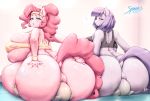  ? absurd_res anthro anthrofied anus big_breasts big_butt blush bodily_fluids bottomless breasts butt clothed clothing equid equine facesitting female friendship_is_magic group hasbro hi_res holding_butt huge_breasts huge_butt hyper hyper_breasts hyper_butt mammal maud_pie_(mlp) my_little_pony pinkie_pie_(mlp) puffy_anus sibling sister sisters spindles sweat thick_thighs torn_clothing wide_hips 