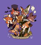  &quot;honest&quot;_john_foulfellow 2020 anthro black_nose br&#039;er_fox canid canine chicken_little_(1943) clothed clothing digital_media_(artwork) disney fox fox_and_the_hound foxy_loxy_(1943) fur group halloween halloween_2020 halloween_costume hat headgear headwear hi_res holidays male mammal nick_wilde pinocchio robin_hood robin_hood_(disney) simple_background song_of_the_south text tod_(fath) uochandayo zootopia 