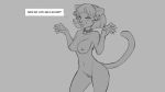  16:9 2020 5_fingers anthro bell blush breasts chimiko collar collar_only cute_fangs dialogue domestic_cat english_text eyes_closed felid feline felis female fingers genitals grey_background hair mammal monochrome nipples nude pussy short_hair simple_background smile solo text watsup widescreen 